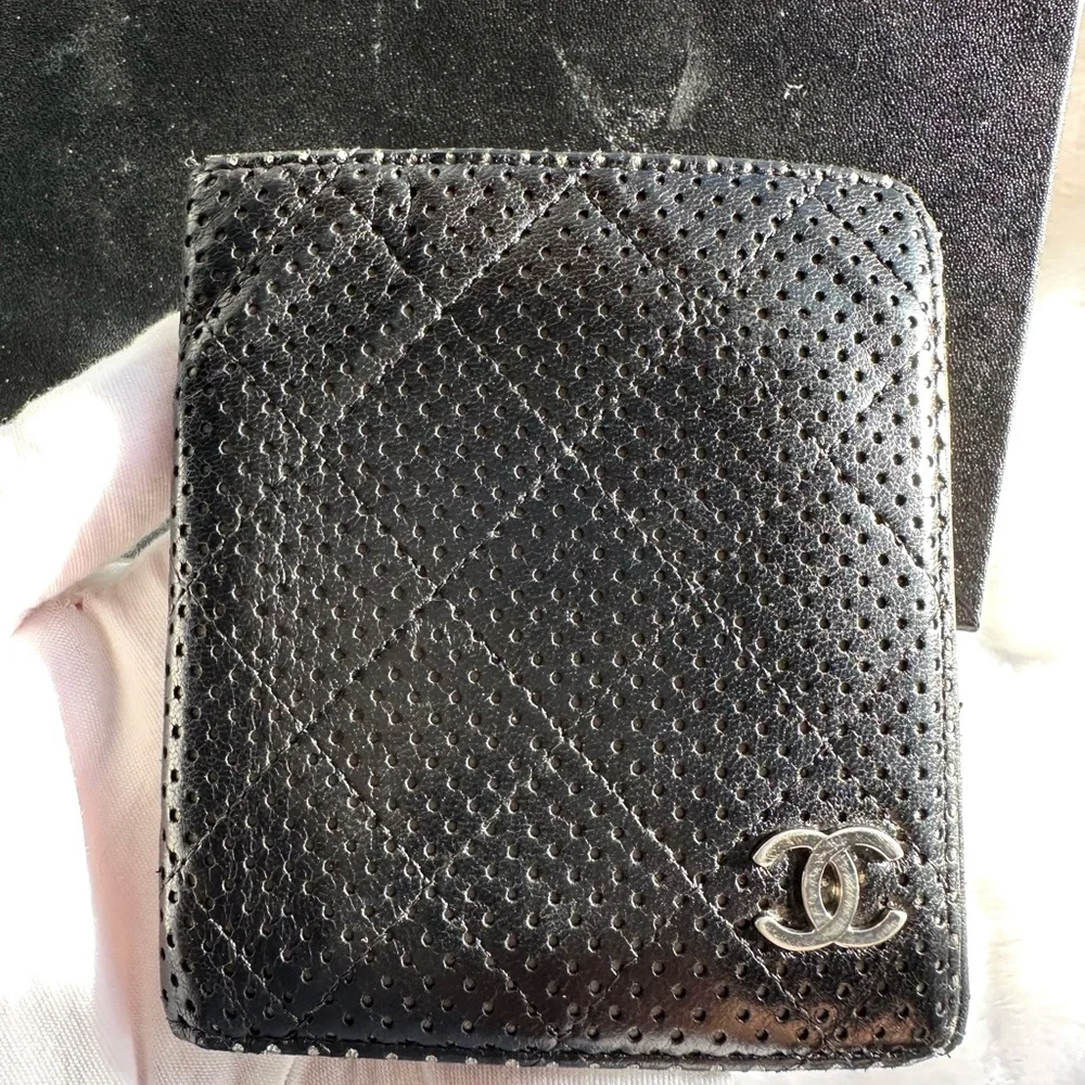 Chanel Quilted Perforated Lambskin Wallet